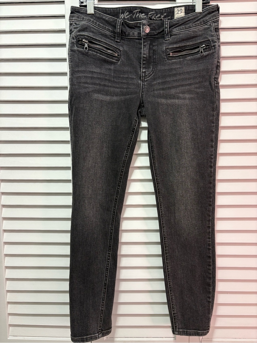 We The Free Women's Charcoal Black Skinny Jeans with Zip Pockets